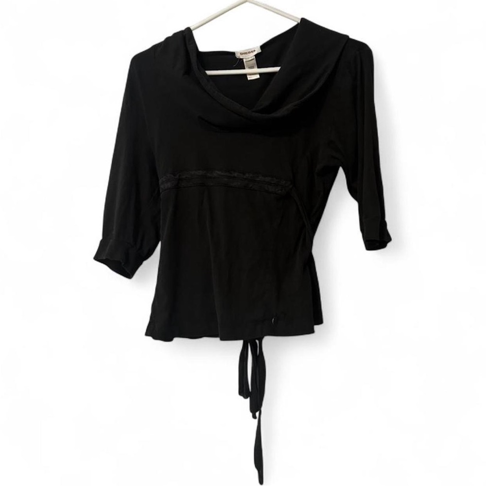 Diesel vintage Black Women's sport hoodie with Tie Detail